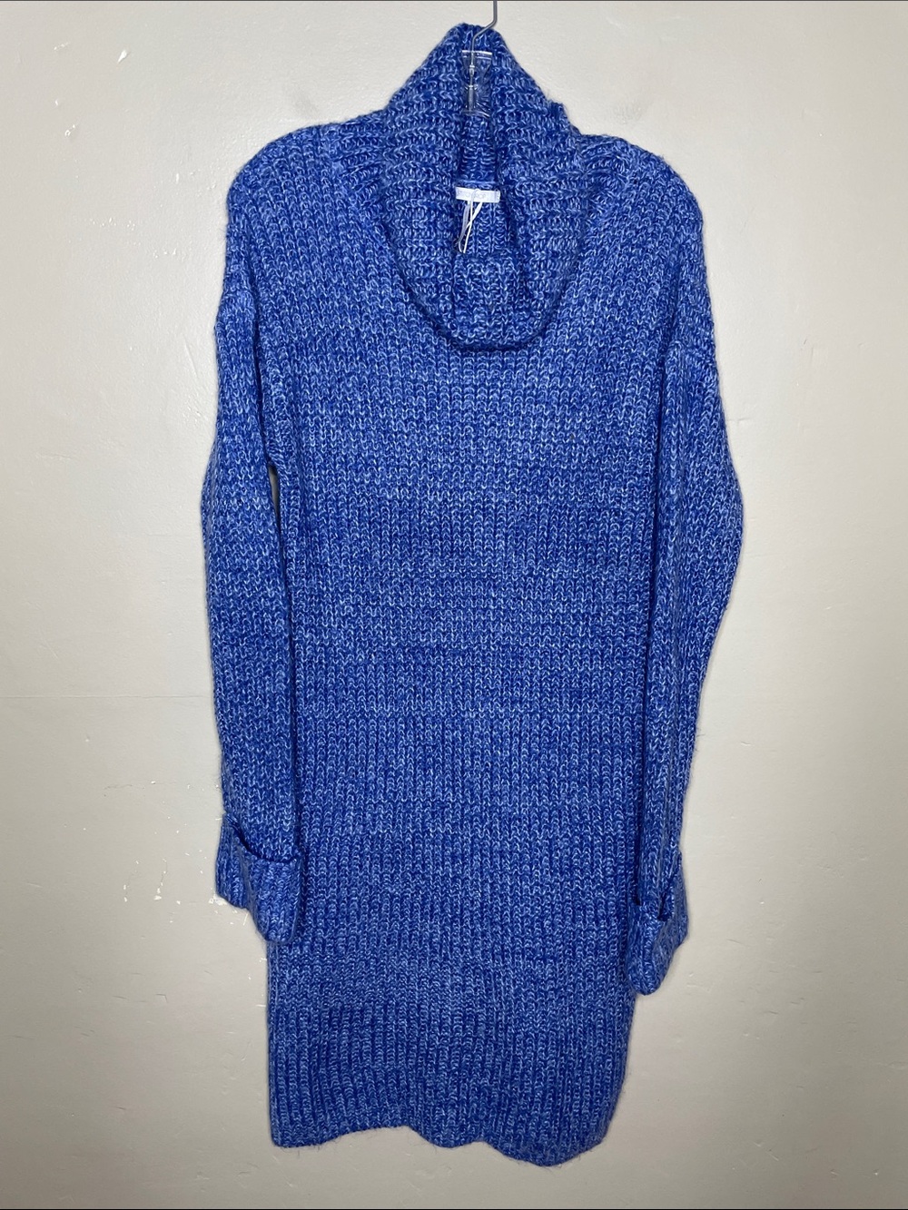 STITCH DROP Statement Roll Neck Blue Rainier Sweater Dress NWT Medium